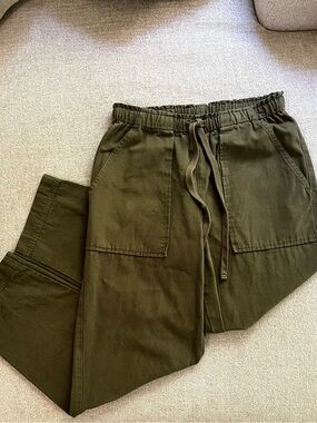 Lilla P Every Day Popplin Pant Kelp Drawstring Cargo Pants Small